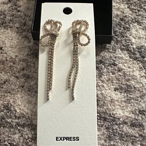 Express Silver Rhinestone Bow Earrings